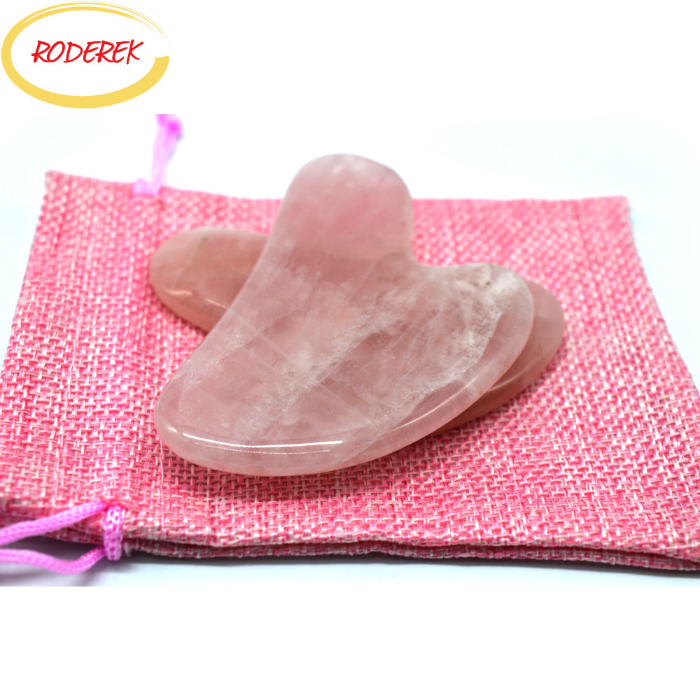 Jade Gua Sha Tool - Ngọc Guasha Tấm Thạch Anh Hồng
