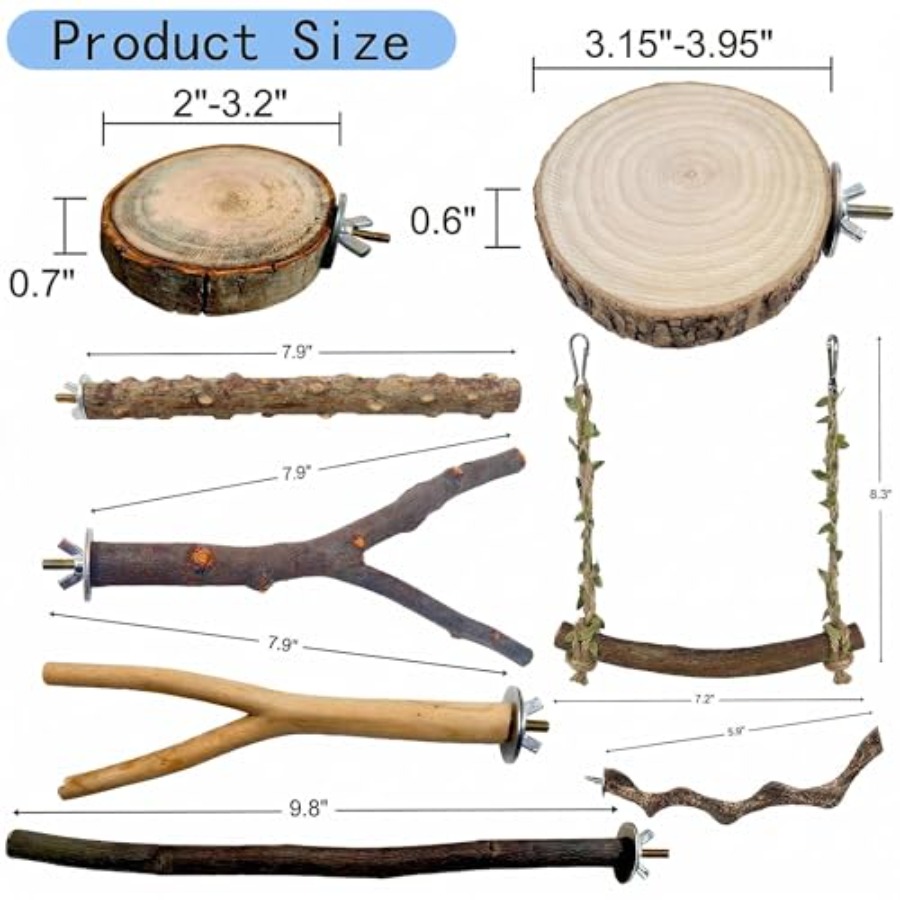 8PCS natural wood bird perches - đánh giá và giá Health & Wellness Vector